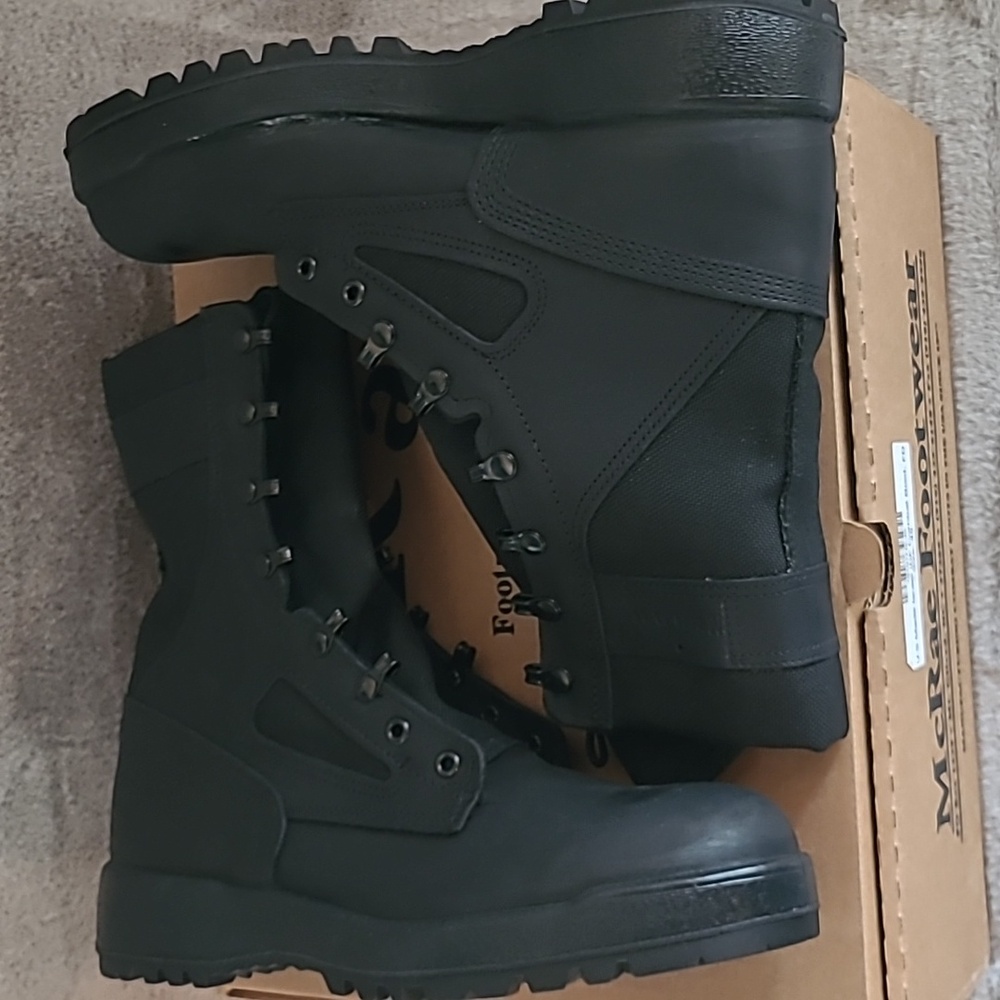 Men's Black Leather IDF Tactical Combat Boots US Made 11 - Picture 7 of 9
